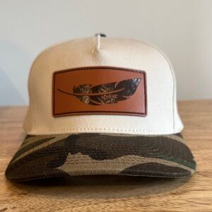 Southern String Hat Co Cream & Camo Feather Patch Trucker Hat